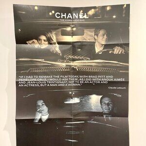 Chanel Paper Poster - Brad Pitt And Penelope Cruz CHANEL “ The iconic Handbag”